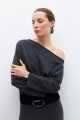 Sweater asimétrico gris melange