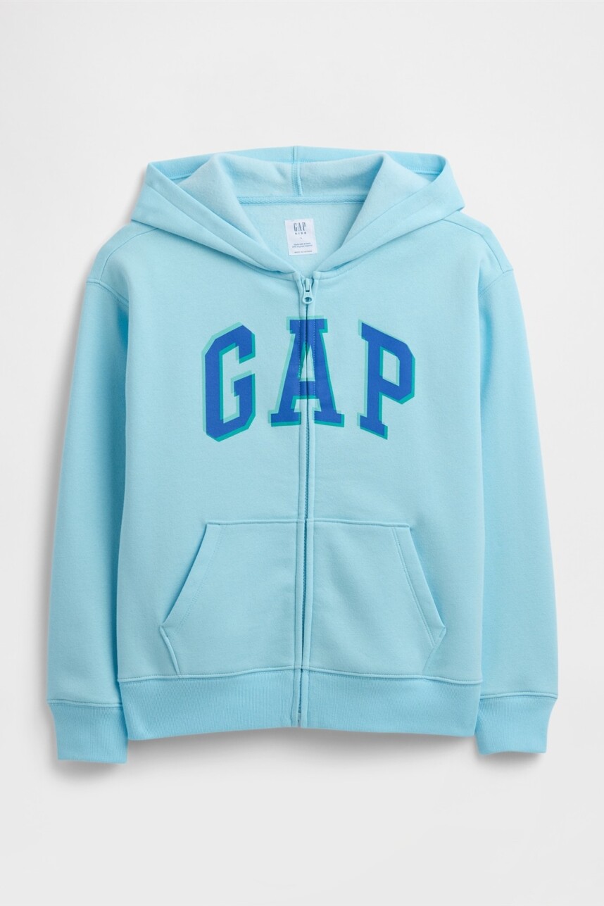 Buzo Canguro Con Cierre Logo Gap Niño Chlorine Blue