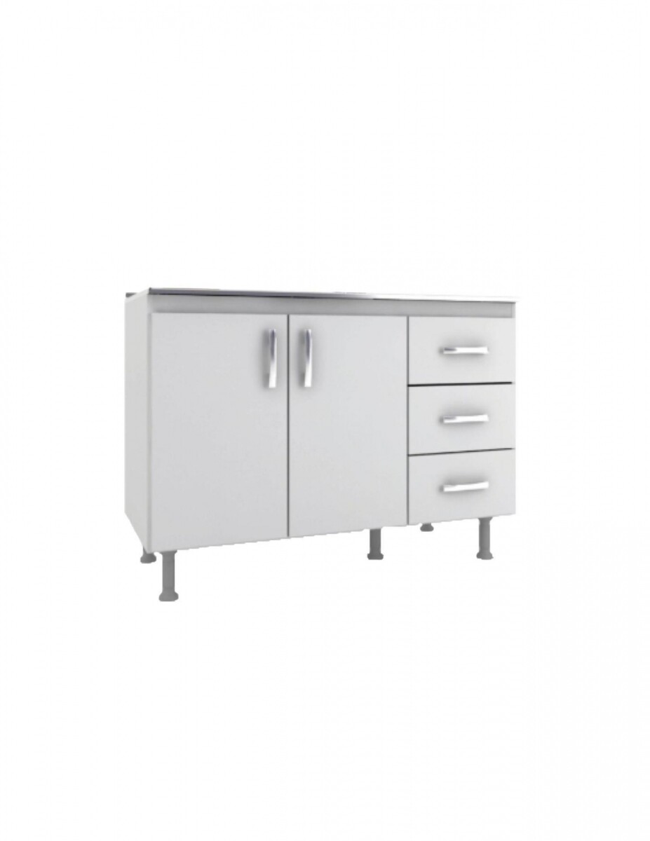 Bajo Mesada 120cm 2 Puertas 3 Cajones Blanco 601 