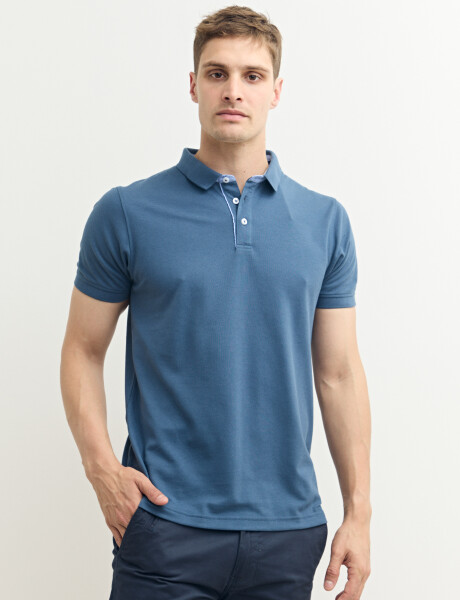 520751 REMERA HARRINGTON LABEL Azul Piedra Melange