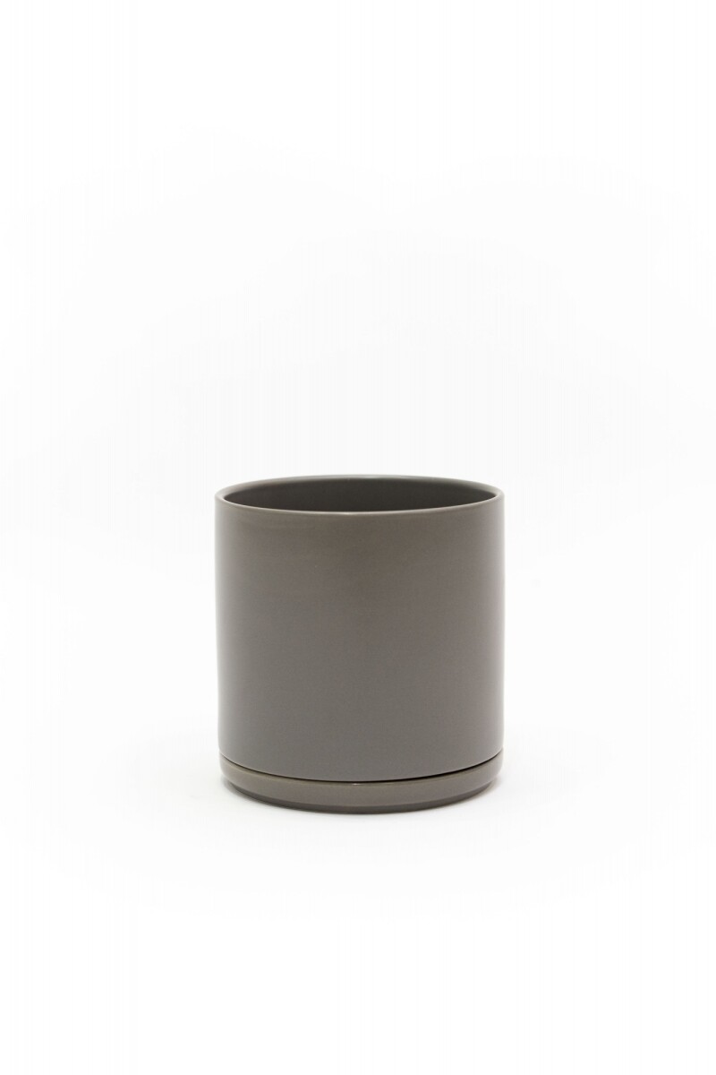 MACETA CERÁMICA XS CON PLATO - GRIS 