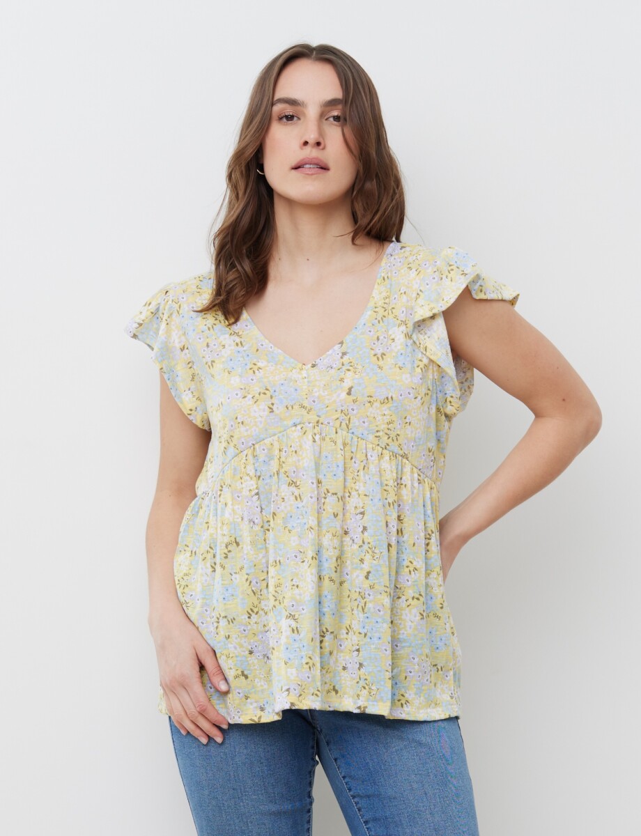 Remera Flores - Amarillo/multi 