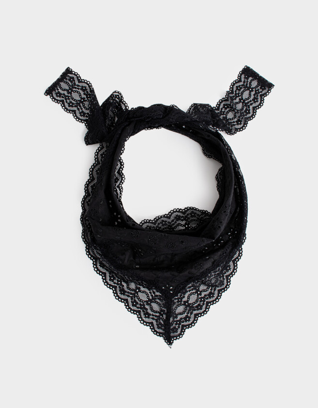 Pañuelos Raso Pañuelo Encaje Negro - Negro