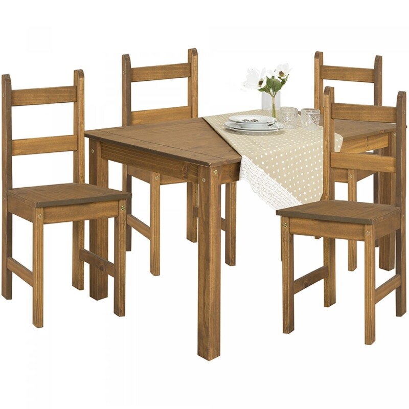 Juego Comedor 4 Sillas Red Cera Nogal Juego Comedor 4 Sillas Red Cera Nogal