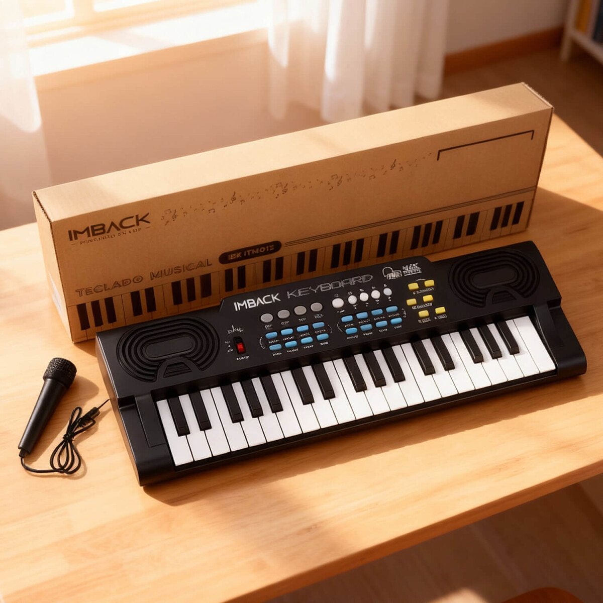 Organo Musical Teclado Piano Electrico Instrumento 37 Teclas Tonos Ritmos Con Microfono Imback 