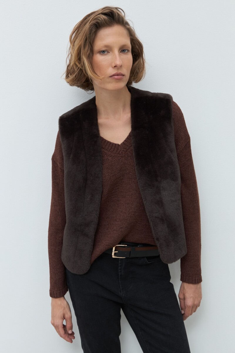 Chaleco con piel reversible chocolate