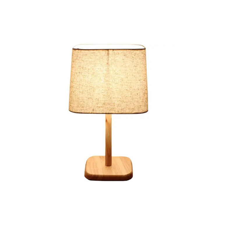 Lámpara portátil madera y tela blanca Lámpara portátil madera y tela blanca