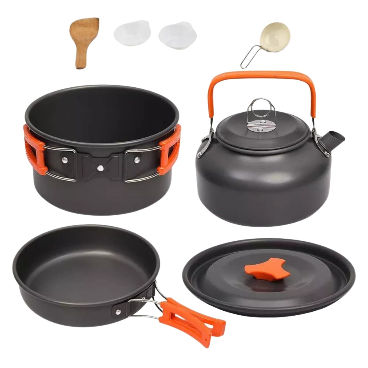 Juego de ollas para camping - 6 piezas - Naranja 