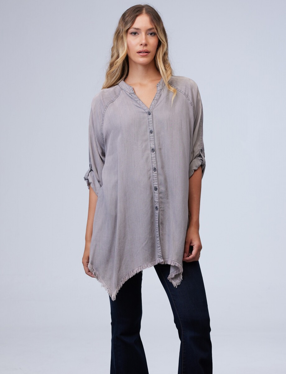 Camisa Oversize Tencel - Gris 