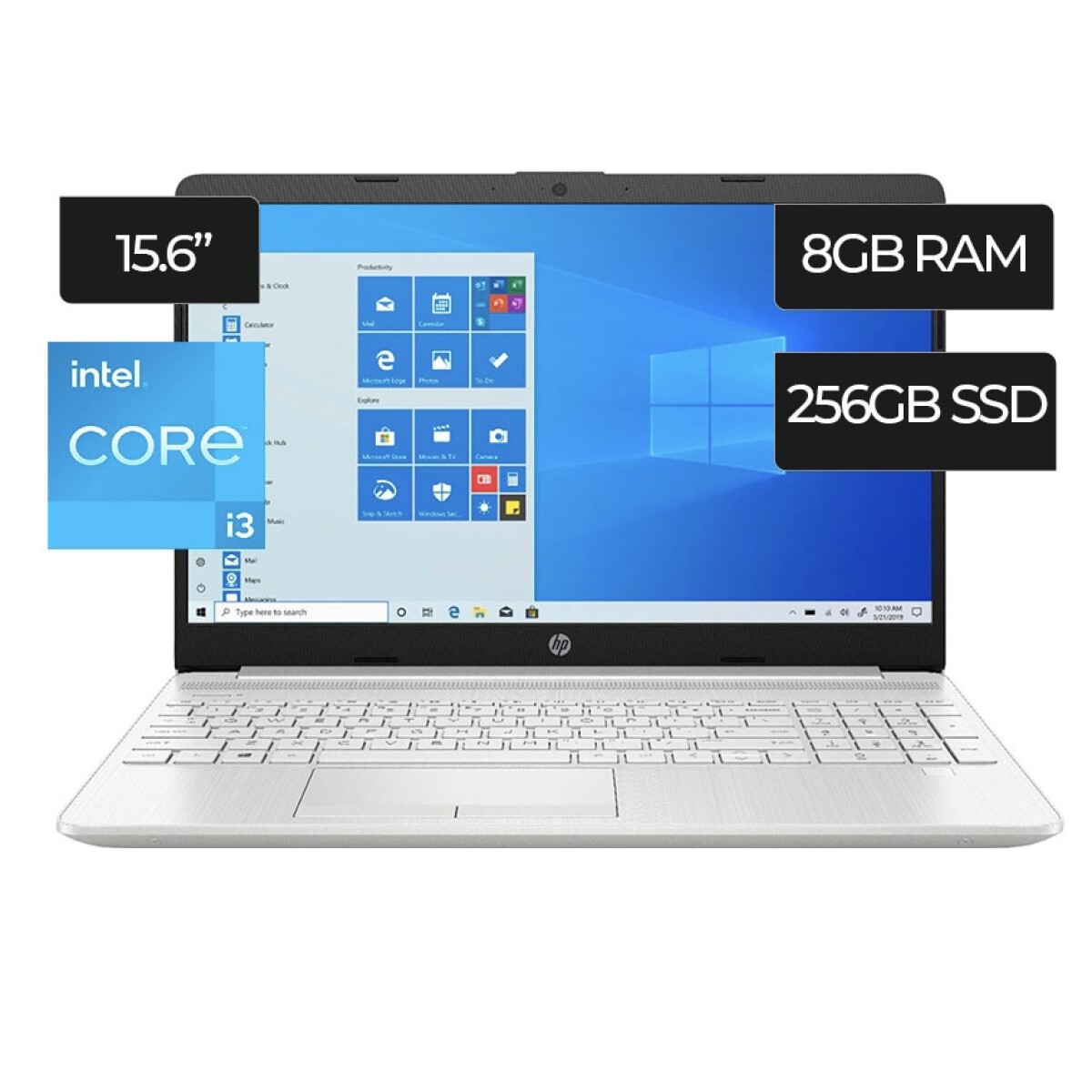 Notebook hp 15-dw3033dx core i3 8gb ram/256gb 15.6' Natural silver