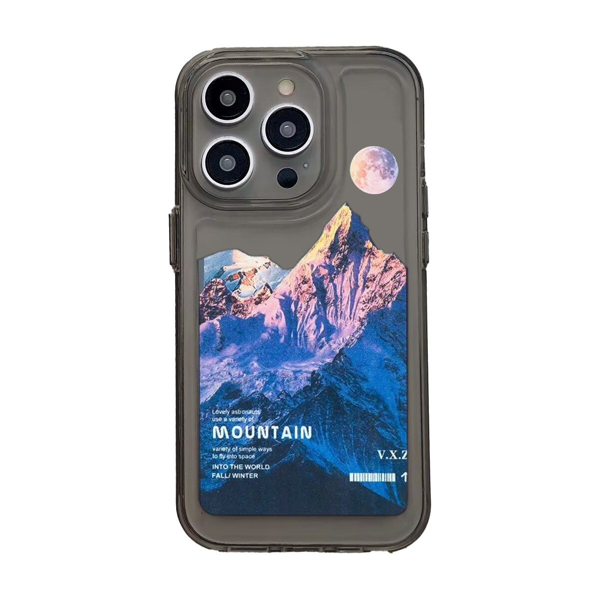 Protector Case Transparente Mountain Sunset para iPhone 13 - Black 