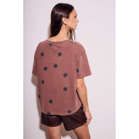 Remera Algodon Lunares Marron Marron