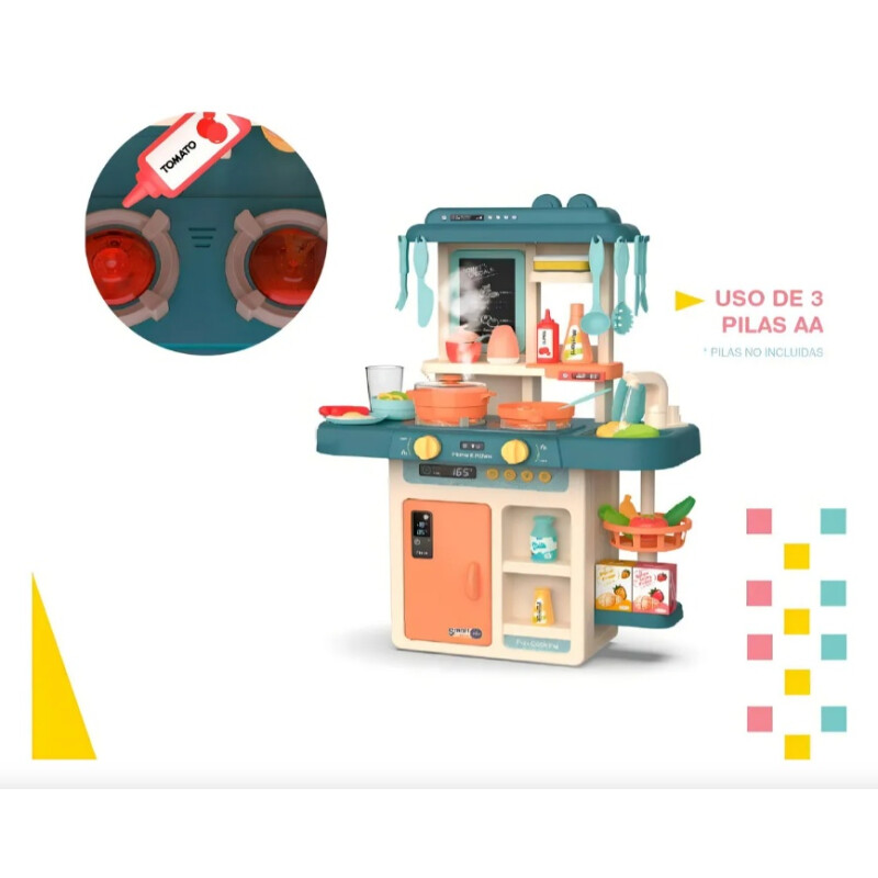 Cocina De Juguete Home Kitchen 2 En 1 Sonido Y Accesorios Multicolor