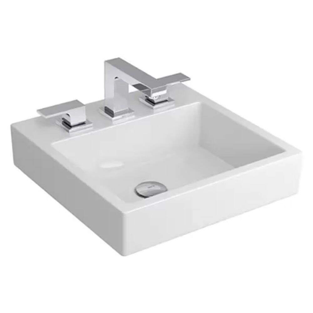 Bacha de sobreponer cuadrada 41 cm c/mesa blanca Deca Bacha De Sobreponer Cuadrada 41 Cm C/mesa Blanca Deca