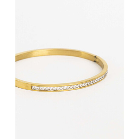 Pulsera De Acero Con Cubic Dorado