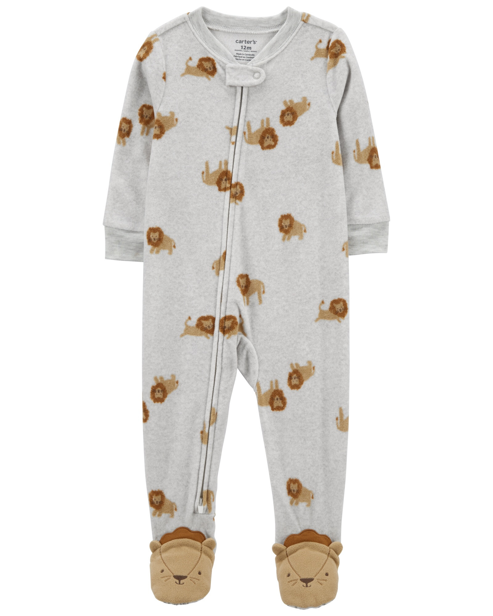 Pijama uno pieza de micropolar, con pie, diseño leones. Talles 2-5T Pijama uno pieza de micropolar, con pie, diseño leones. Talles 2-5T