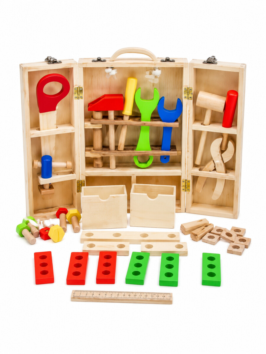 HERRAMIENTAS SET DE MADERA - MULTICOLOR 