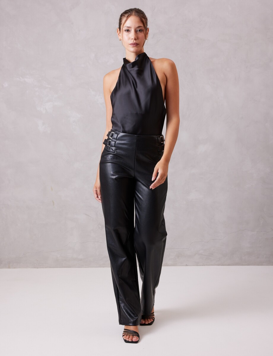 Pantalon Faux Leather - Negro 
