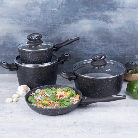 Batería de Cocina Antiadherente de 7 Piezas Selecta Granito Batería de Cocina Antiadherente de 7 Piezas Selecta Granito