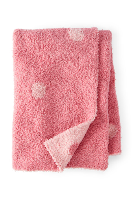 Manta de peluche, rosado, diseño lunares Sin color