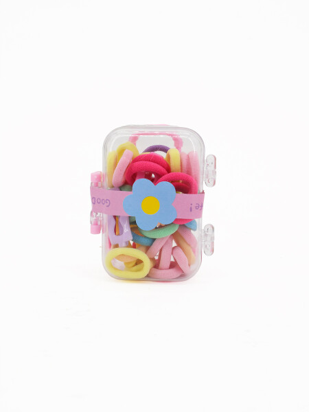 SET GOMITAS Y BROCHES MULTICOLOR