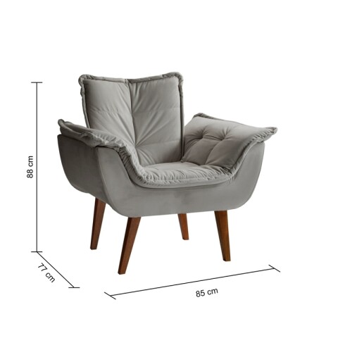 SILLON Butaca MALU Poltrona con asiento y espaldar de espuma revestido en terciopelo - Cinza SILLON Butaca MALU Poltrona con asiento y espaldar de espuma revestido en terciopelo - Cinza