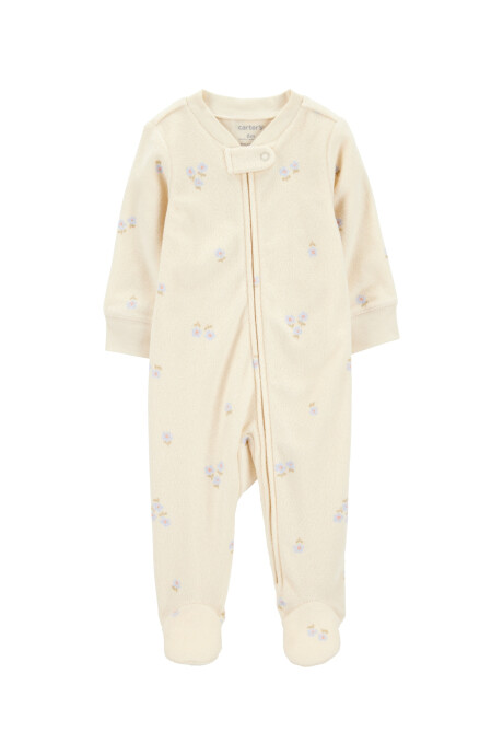 Pijama una pieza de algodón terry, con pie, diseño floral Pijama una pieza de algodón terry, con pie, diseño floral