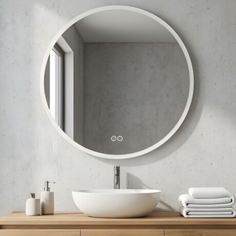 Espejo Lumax Doddy redondo con desempañador y luz 80cm Blanco