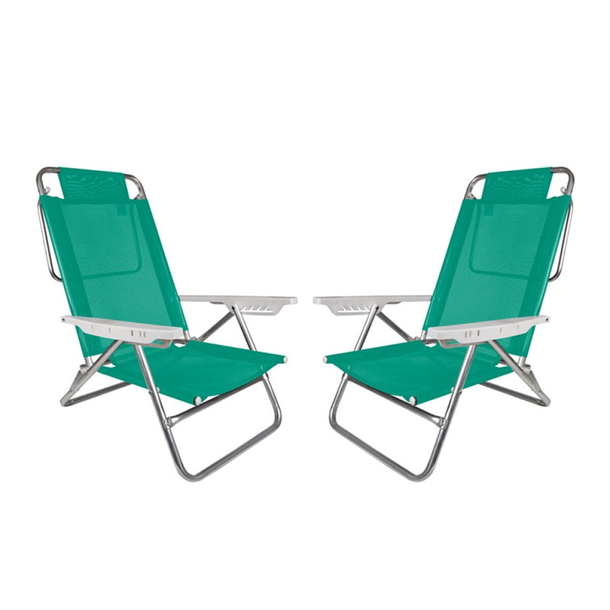 Kit 2 Reposeras Reclinables 6 Posiciones Aluminio Mor Summer - Verde 