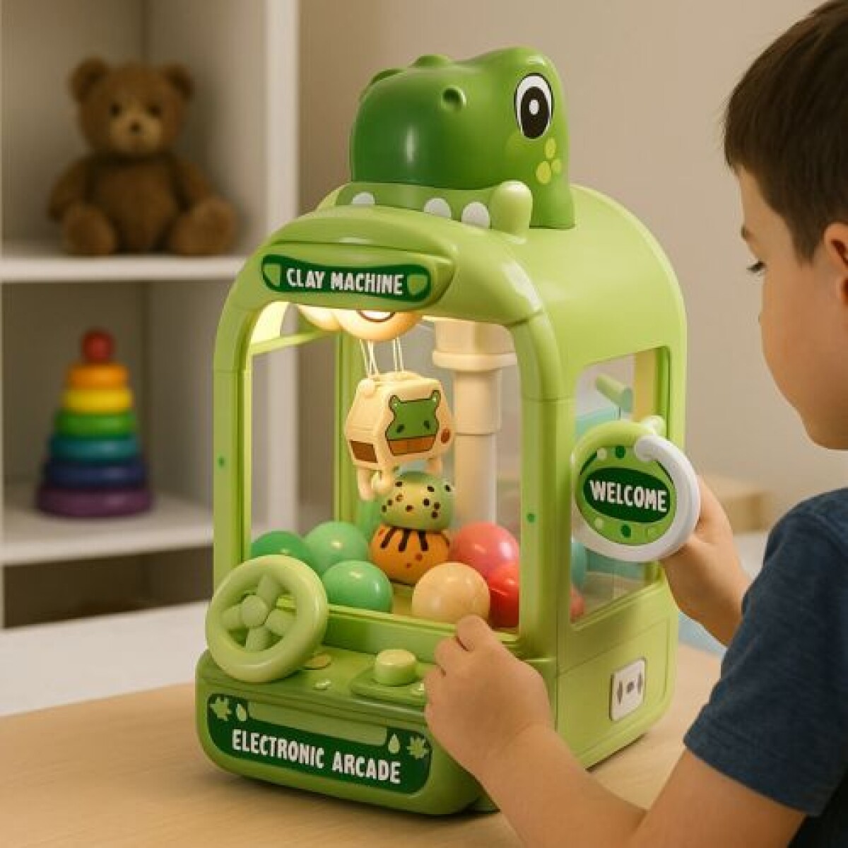 Maquina Agarrar Peluches de juguete- Dino Verde - Maquina Agarrar Peluches De Juguete- Dino Verde 