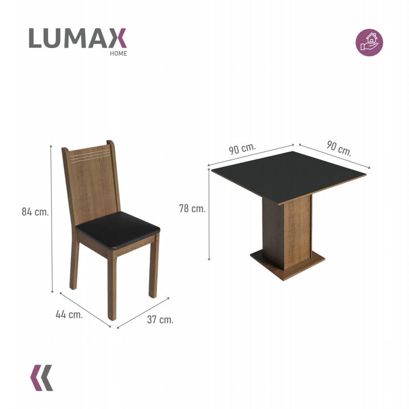 Juego de comedor Mesa de madera + 4 Sillas Negro