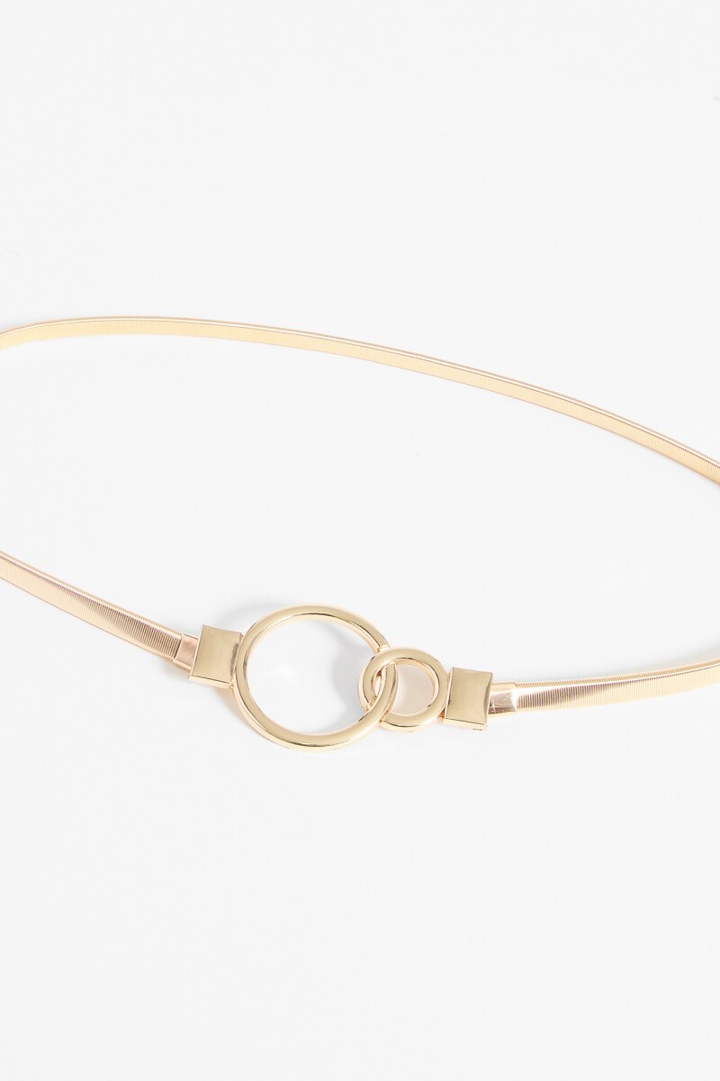Cinto metálico elástizado hebilla aros oro rosa
