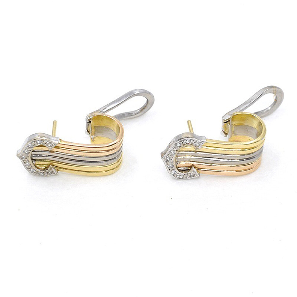 Caravanas En Oro 18K De 3 Tonos Con Brillantes Caravanas En Oro 18K De 3 Tonos Con Brillantes