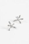 Caravanas flor metal plateado