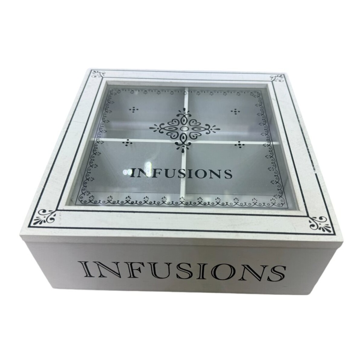 CAJA DE TE 4 DIVISIONES 18x18x7CM MADERA INFUSIONS 