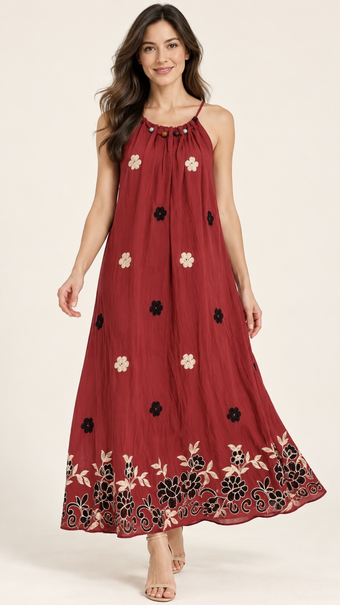 VESTIDO PERLA BORDO