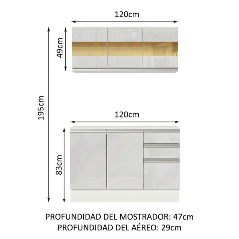 Mueble de cocina y encimera compacta Lumax MDF 120cm blanco Mueble de cocina y encimera compacta Lumax MDF 120cm blanco