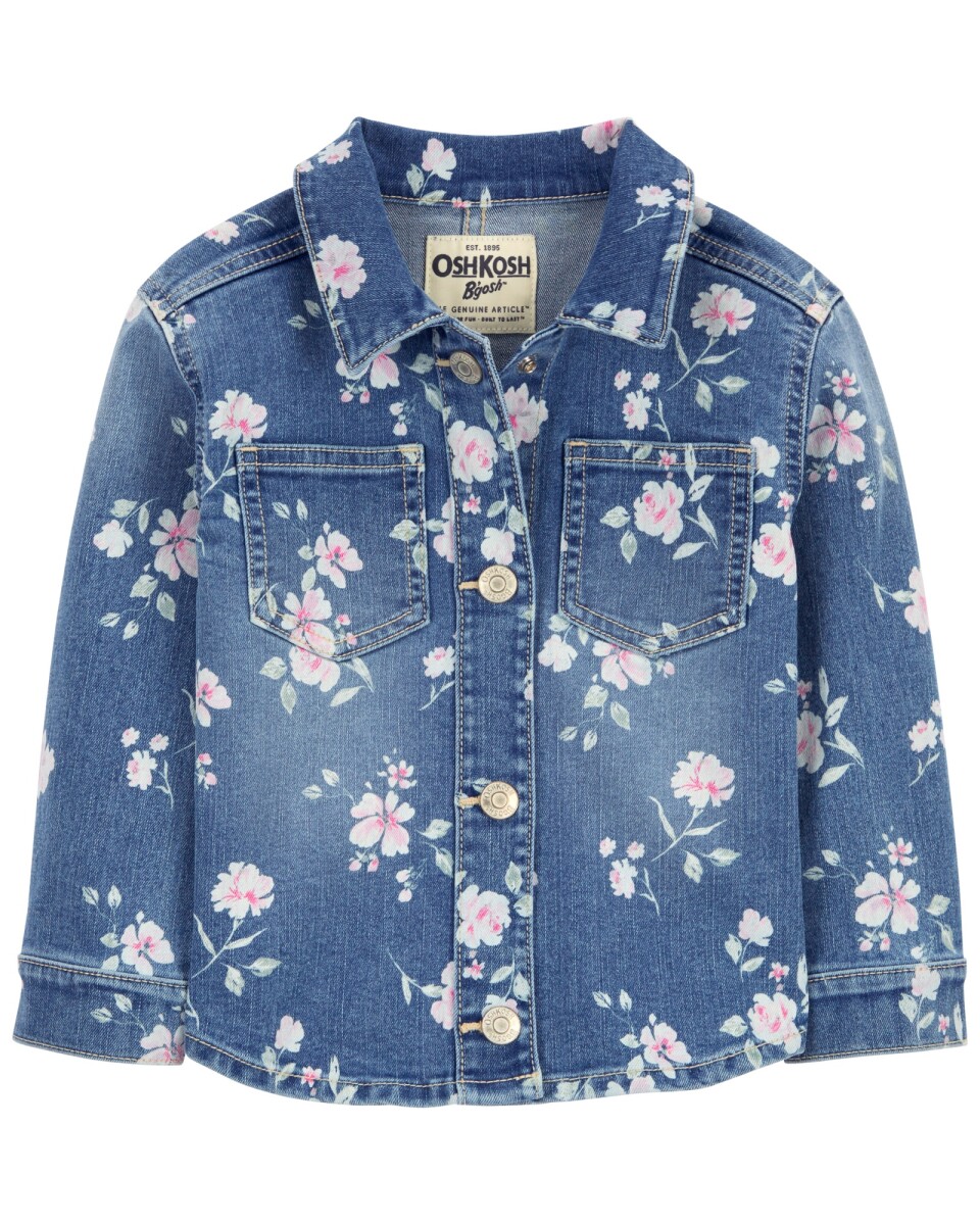 Campera jean, diseño floral 