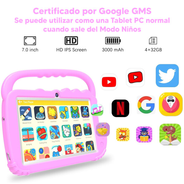 Tablet Infantil Kids 2+2gb Ram 32gb Con Lápiz ROSADO