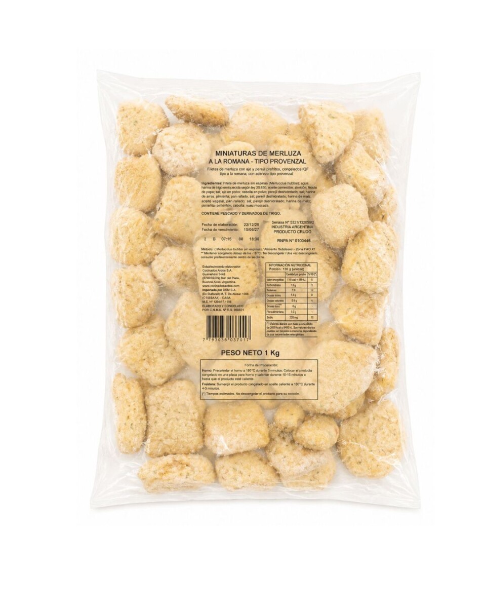 MINIATURAS DE MERLUZA A LA PROVENZAL 1KG 