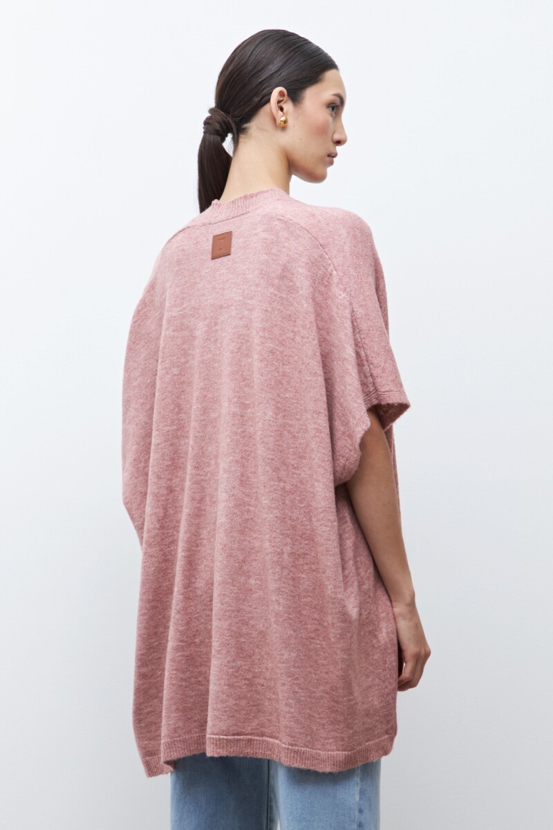 Ruana clásica rosa melange