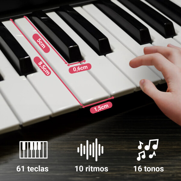 Teclado Instrumento Musical Electrónico Órgano de 61 Teclas 10 Ritmos 16 Tonos + Micrófono ITM007 Teclado Instrumento Musical Electrónico Órgano de 61 Teclas 10 Ritmos 16 Tonos + Micrófono ITM007