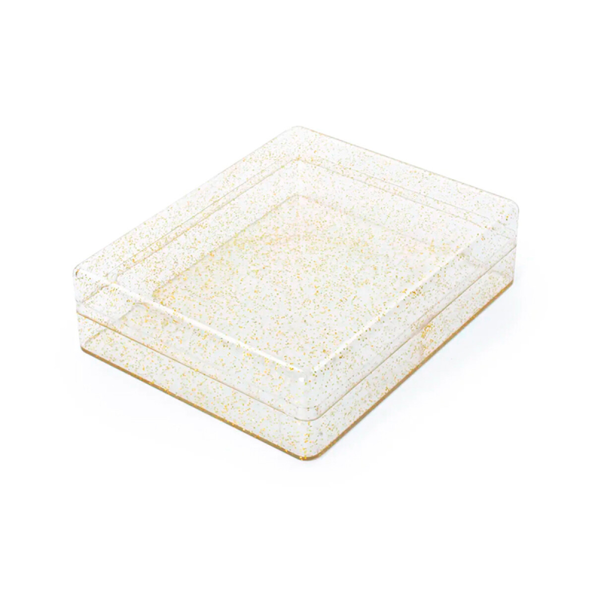 Caja de Acrílico Rectangular con Glitter Oro 