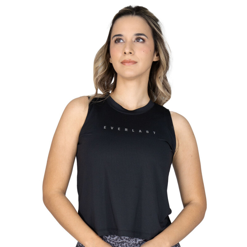 CROP TANK FEM POLY/SPX EVERLAST MESH BK W6 S BK