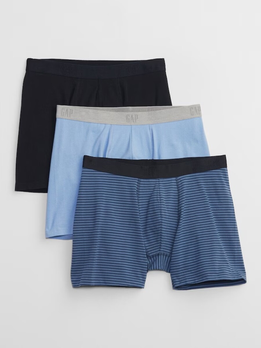 Boxer Pack X3 Hombre - Blue Multi Stripe 