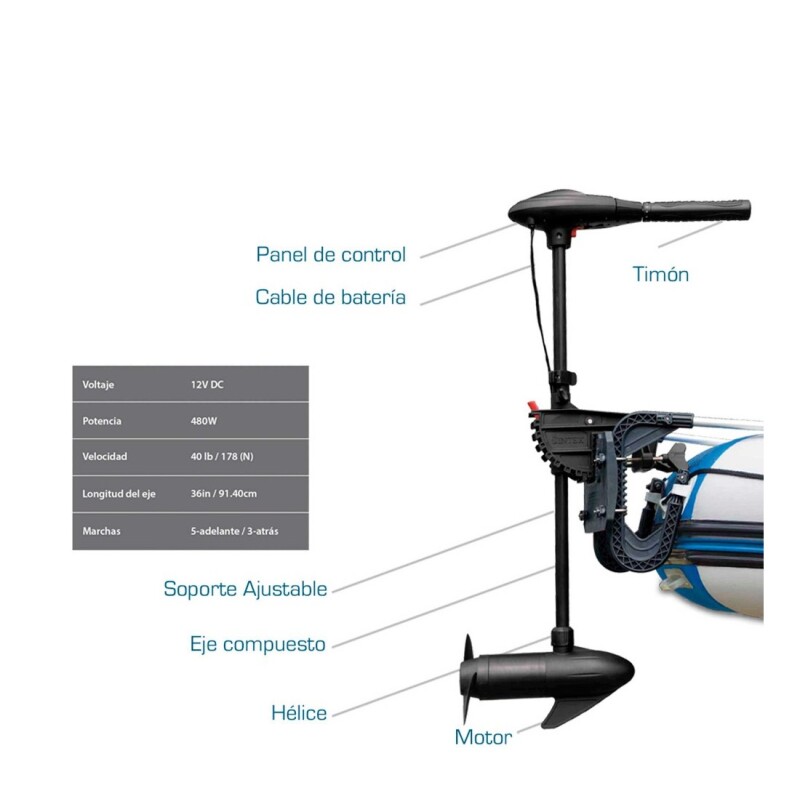 INTEX MOTOR ELÉCTRICO DE ARRASTRE PARA BOTES & KAYAKS 12V DC 420W/0.57CV Intex Motor Eléctrico De Arrastre Para Botes & Kayaks 12v Dc 420w/0.57cv