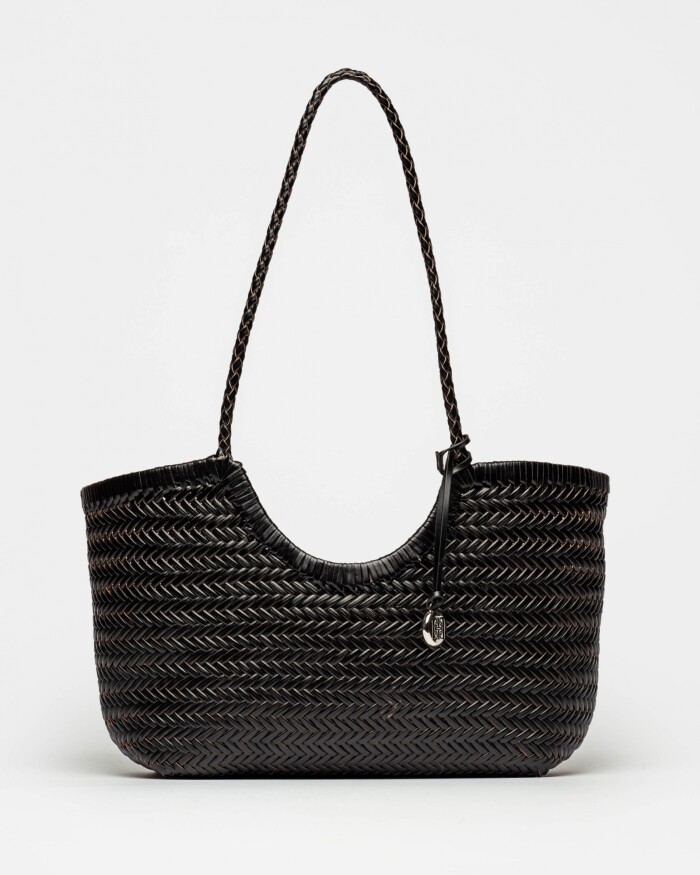 Cartera al hombro Ipanema en cuero curtido natural Negro