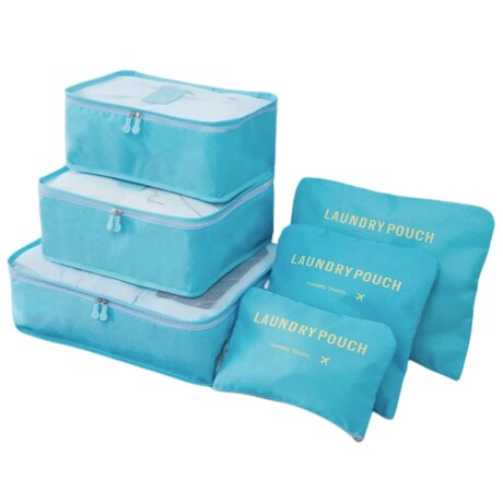 Organizadores para valija set x6 LAUNDRY POUCH Celeste