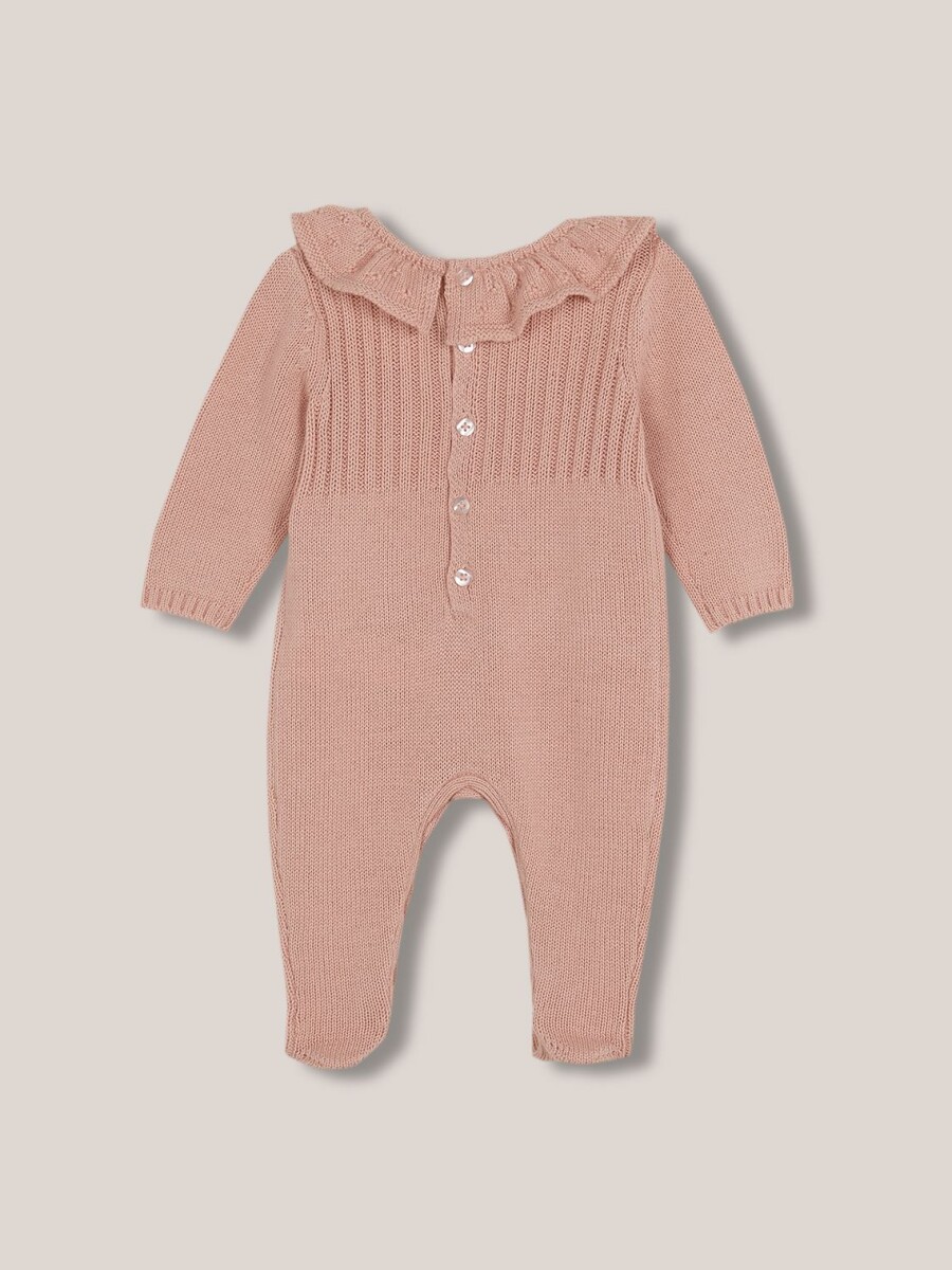 Pelele Con Cuello Volante Con Calados Rosa