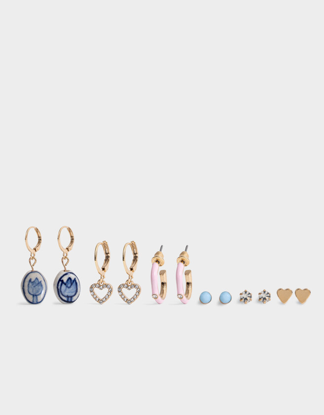Aros Sets Azul Set De Aros Por 9 - Dorado